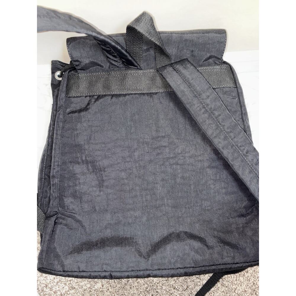 Kipling Fundamental Backpack Black Nylon Drawstring Flap Buckle Zip Pockets - Picture 2 of 9